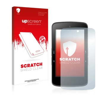 Face avant d’un emballage produit avec le logo de la marque upscreen. À côté, l’appareil Bryton Rider S800 est représenté avec