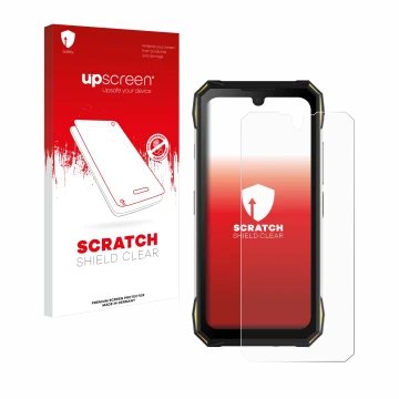 Face avant d’un emballage produit avec le logo de la marque upscreen. À côté, l’appareil Doogee S89 Pro est représenté avec la