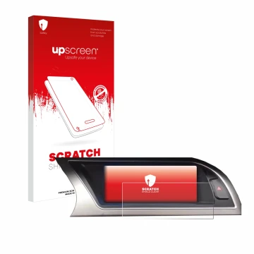 Face avant d’un emballage produit avec le logo de la marque upscreen. À côté, l’appareil Audi Audi A4 B8 (2012-2015) MMI Navig