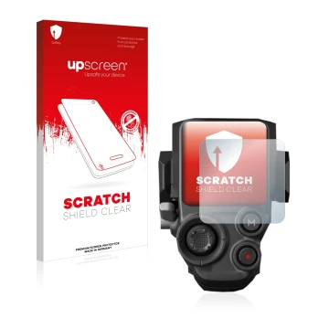 Face avant d’un emballage produit avec le logo de la marque upscreen. À côté, l’appareil DJI RS 3 Pro est représenté avec la p