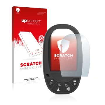 Face avant d’un emballage produit avec le logo de la marque upscreen. À côté, l’appareil Flymaster GPS LS est représenté avec 