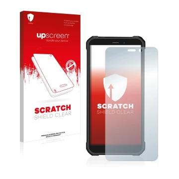 Face avant d’un emballage produit avec le logo de la marque upscreen. À côté, l’appareil Oukitel WP20 Pro est représenté avec 