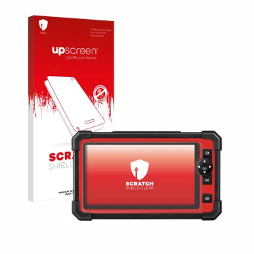 Face avant d’un emballage produit avec le logo de la marque upscreen. À côté, l’appareil Launch X-431 CRP919E est représenté a