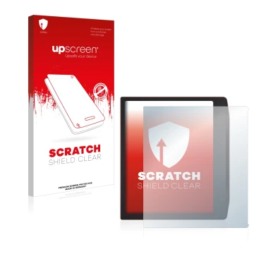 Face avant d’un emballage produit avec le logo de la marque upscreen. À côté, l’appareil PocketBook Era est représenté avec la