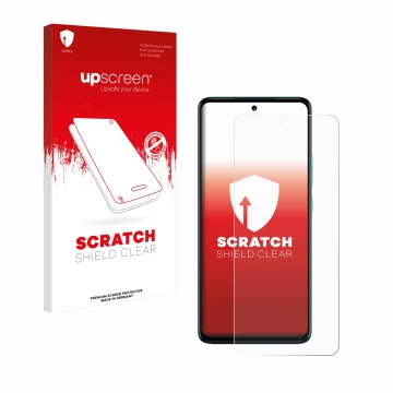 Face avant d’un emballage produit avec le logo de la marque upscreen. À côté, l’appareil Motorola Moto G72 est représenté avec