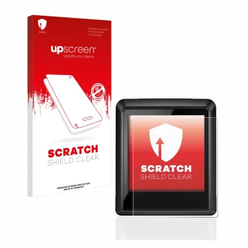Face avant d’un emballage produit avec le logo de la marque upscreen. À côté, l’appareil Bosch Intuvia 100 est représenté avec