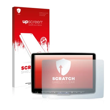 Face avant d’un emballage produit avec le logo de la marque upscreen. À côté, l’appareil Alpine ILX-F115D est représenté avec 