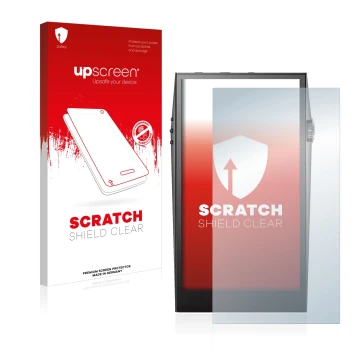 Face avant d’un emballage produit avec le logo de la marque upscreen. À côté, l’appareil Astell&Kern SP3000 est représenté ave