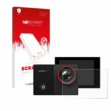 Face avant d’un emballage produit avec le logo de la marque upscreen. À côté, l’appareil Akaso EK7000 Pro est représenté avec 