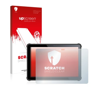 Face avant d’un emballage produit avec le logo de la marque upscreen. À côté, l’appareil Oukitel RT2 est représenté avec la pr