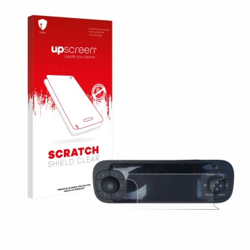 Face avant d’un emballage produit avec le logo de la marque upscreen. À côté, l’appareil Fiat Panda 2019 est représenté avec l