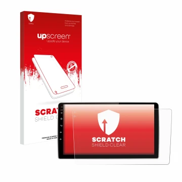 Face avant d’un emballage produit avec le logo de la marque upscreen. À côté, l’appareil Junsun V1 pro 9