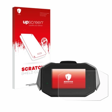 Face avant d’un emballage produit avec le logo de la marque upscreen. À côté, l’appareil MV Agusta Dragster RC TFT est représe