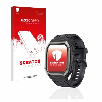 Face avant d’un emballage produit avec le logo de la marque upscreen. À côté, l’appareil Pasonomi KR06 1,8