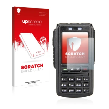 Face avant d’un emballage produit avec le logo de la marque upscreen. À côté, l’appareil AnyTone BT-01 est représenté avec la 