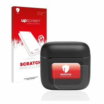 Face avant d’un emballage produit avec le logo de la marque upscreen. À côté, l’appareil JBL Tour Pro 2 est représenté avec la