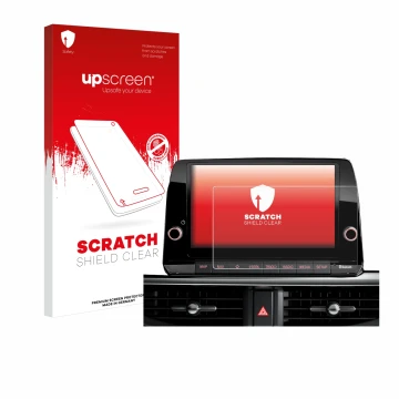 Face avant d’un emballage produit avec le logo de la marque upscreen. À côté, l’appareil Kia Picanto 2022 8