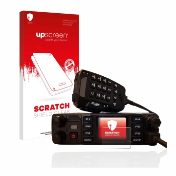 Face avant d’un emballage produit avec le logo de la marque upscreen. À côté, l’appareil AnyTone AT-D578UV plus est représenté