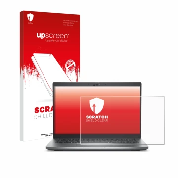 Face avant d’un emballage produit avec le logo de la marque upscreen. À côté, l’appareil Dell Latitude 5430 Non-Touch est repr