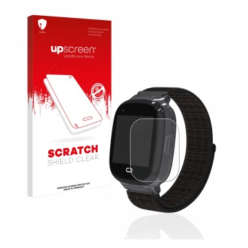 Face avant d’un emballage produit avec le logo de la marque upscreen. À côté, l’appareil Pthtechus 4G GPS T30 est représenté a
