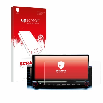 Face avant d’un emballage produit avec le logo de la marque upscreen. À côté, l’appareil Kia Xceed 2023 Infotainment System es