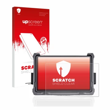 Face avant d’un emballage produit avec le logo de la marque upscreen. À côté, l’appareil DJI Transmission High Bright Funkmoni