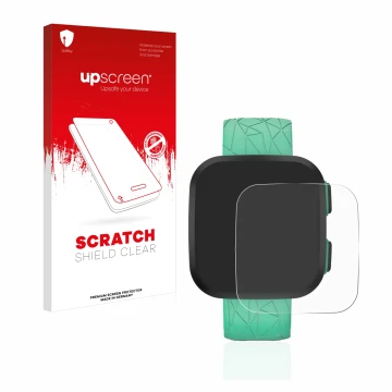 Face avant d’un emballage produit avec le logo de la marque upscreen. À côté, l’appareil Garmin Bounce est représenté avec la 