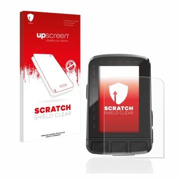Face avant d’un emballage produit avec le logo de la marque upscreen. À côté, l’appareil Wahoo Elemnt Roam 2 est représenté av