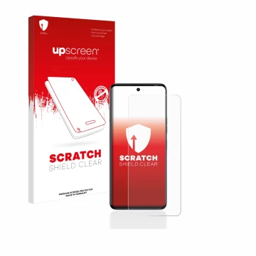 Face avant d’un emballage produit avec le logo de la marque upscreen. À côté, l’appareil Tecno Camon 20 est représenté avec la