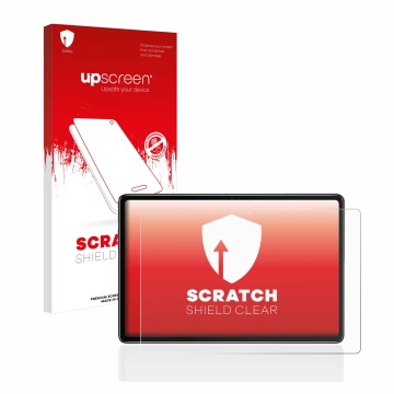 Face avant d’un emballage produit avec le logo de la marque upscreen. À côté, l’appareil Blackview Tab 7 Pro est représenté av