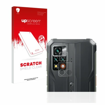 Face avant d’un emballage produit avec le logo de la marque upscreen. À côté, l’appareil Blackview BV9200 (Caméra UNIQUEMENT) 