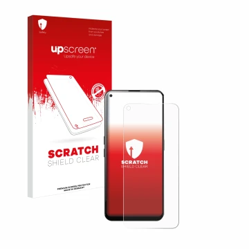 Face avant d’un emballage produit avec le logo de la marque upscreen. À côté, l’appareil Unihertz Luna est représenté avec la 