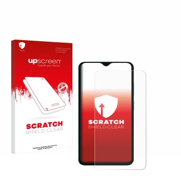 Face avant d’un emballage produit avec le logo de la marque upscreen. À côté, l’appareil Oscal C70 est représenté avec la prot