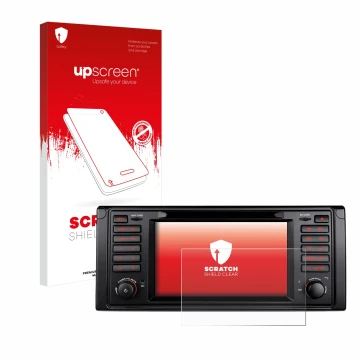 Face avant d’un emballage produit avec le logo de la marque upscreen. À côté, l’appareil Xtrons IQ7039B est représenté avec la