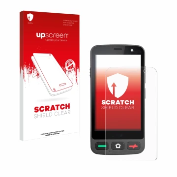 Face avant d’un emballage produit avec le logo de la marque upscreen. À côté, l’appareil Brondi Amico Pocket est représenté av