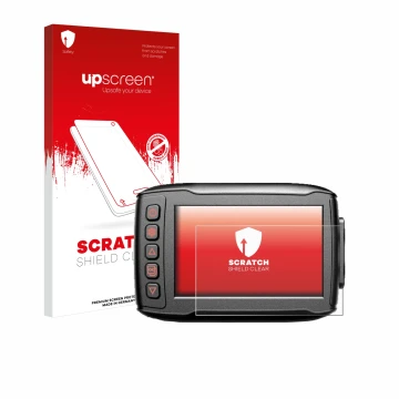 Face avant d’un emballage produit avec le logo de la marque upscreen. À côté, l’appareil Blueskysea DV999 est représenté avec 