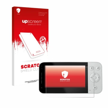 Face avant d’un emballage produit avec le logo de la marque upscreen. À côté, l’appareil Philips Avent Connected SCD923 est re