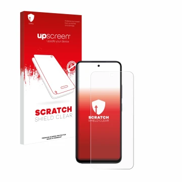 Face avant d’un emballage produit avec le logo de la marque upscreen. À côté, l’appareil Xiaomi Redmi 12 est représenté avec l