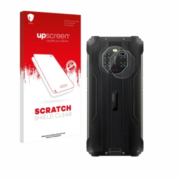 Face avant d’un emballage produit avec le logo de la marque upscreen. À côté, l’appareil Blackview BL8800 5G (Caméra UNIQUEMEN