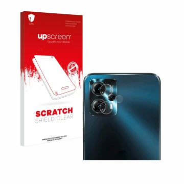 Face avant d’un emballage produit avec le logo de la marque upscreen. À côté, l’appareil Motorola Moto G13 (Caméra UNIQUEMENT)