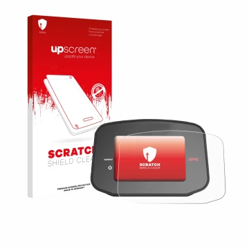 Face avant d’un emballage produit avec le logo de la marque upscreen. À côté, l’appareil PowaKaddy CT8 GPS est représenté avec