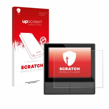 Face avant d’un emballage produit avec le logo de la marque upscreen. À côté, l’appareil SONOFF NSPanel Smart Scene Wall Switc