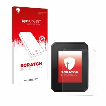Face avant d’un emballage produit avec le logo de la marque upscreen. À côté, l’appareil FIT Display Compact est représenté av