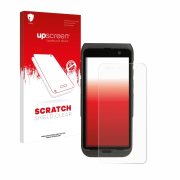 Face avant d’un emballage produit avec le logo de la marque upscreen. À côté, l’appareil Honeywell CT47 est représenté avec la