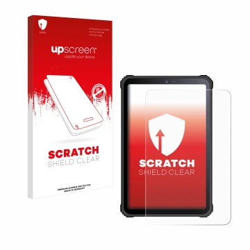 Face avant d’un emballage produit avec le logo de la marque upscreen. À côté, l’appareil Oukitel RT3 est représenté avec la pr