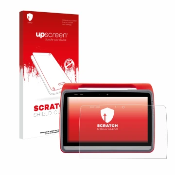 Face avant d’un emballage produit avec le logo de la marque upscreen. À côté, l’appareil medDV NIDApad est représenté avec la 