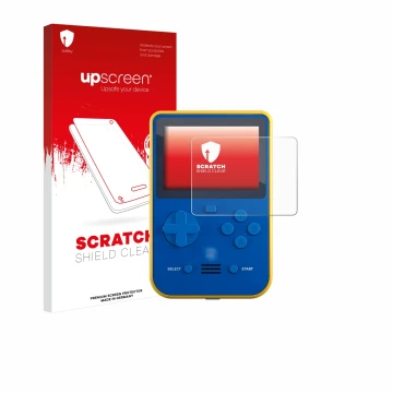 Face avant d’un emballage produit avec le logo de la marque upscreen. À côté, l’appareil Blaze Super Pocket est représenté ave