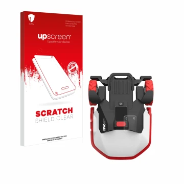 Face avant d’un emballage produit avec le logo de la marque upscreen. À côté, l’appareil Kress Mission Mega 3000 KR133E est re