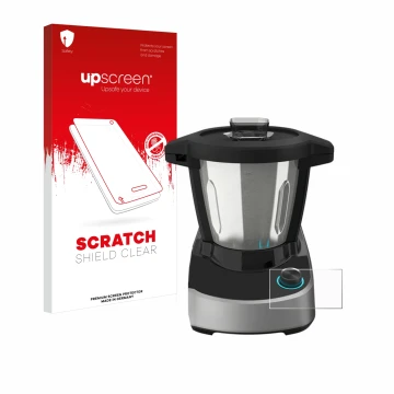 Face avant d’un emballage produit avec le logo de la marque upscreen. À côté, l’appareil Cecotec Mambo Touch est représenté av