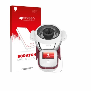 Face avant d’un emballage produit avec le logo de la marque upscreen. À côté, l’appareil Moulinex i-Companion Touch XL est rep